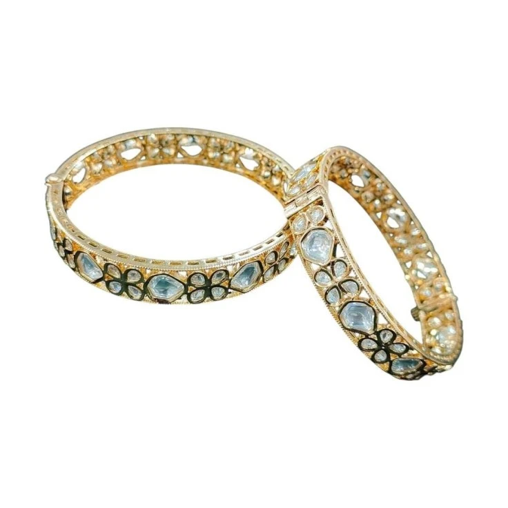 Kundan Floral Gold Bangles
